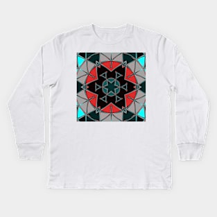 Cartoon Mandala Blue Red and Black Kids Long Sleeve T-Shirt